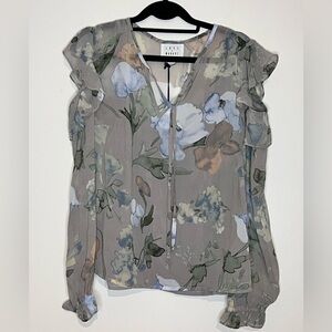 NWT Lost + Wander Floral Frilly Top